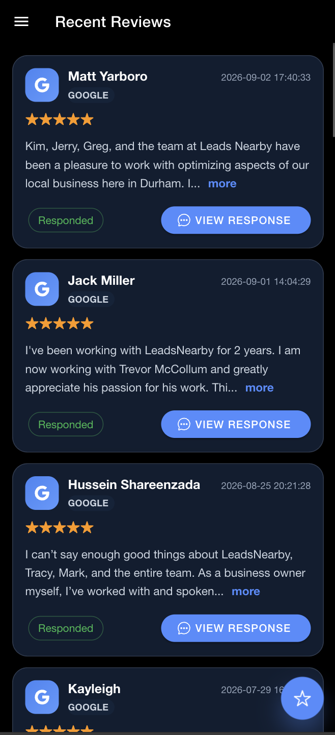 Recent Reviews in the Launch365 mobile app